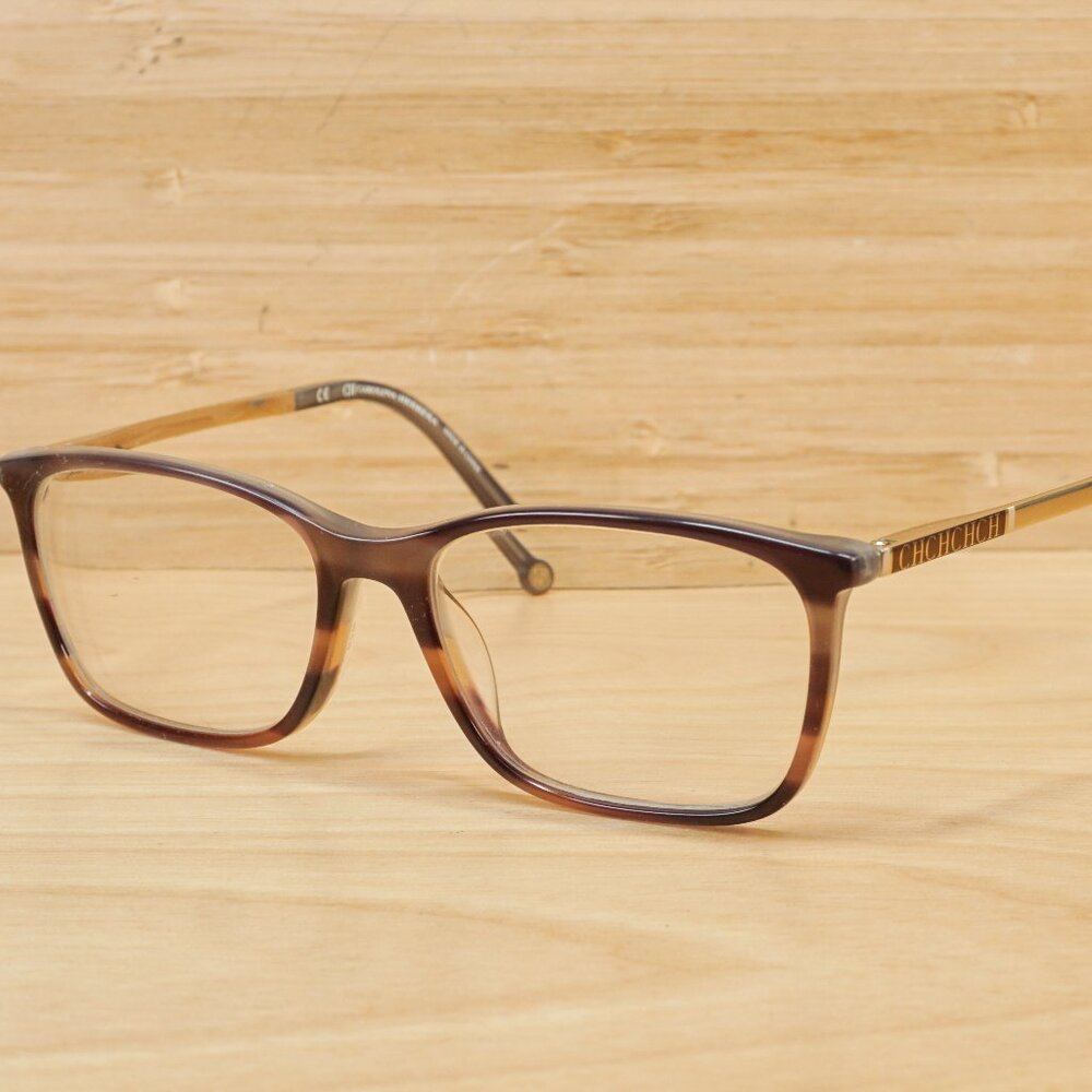 Carolina Herrera VHE722K Brown Horn 07HL Eyeglasses Frame, 53 16 140